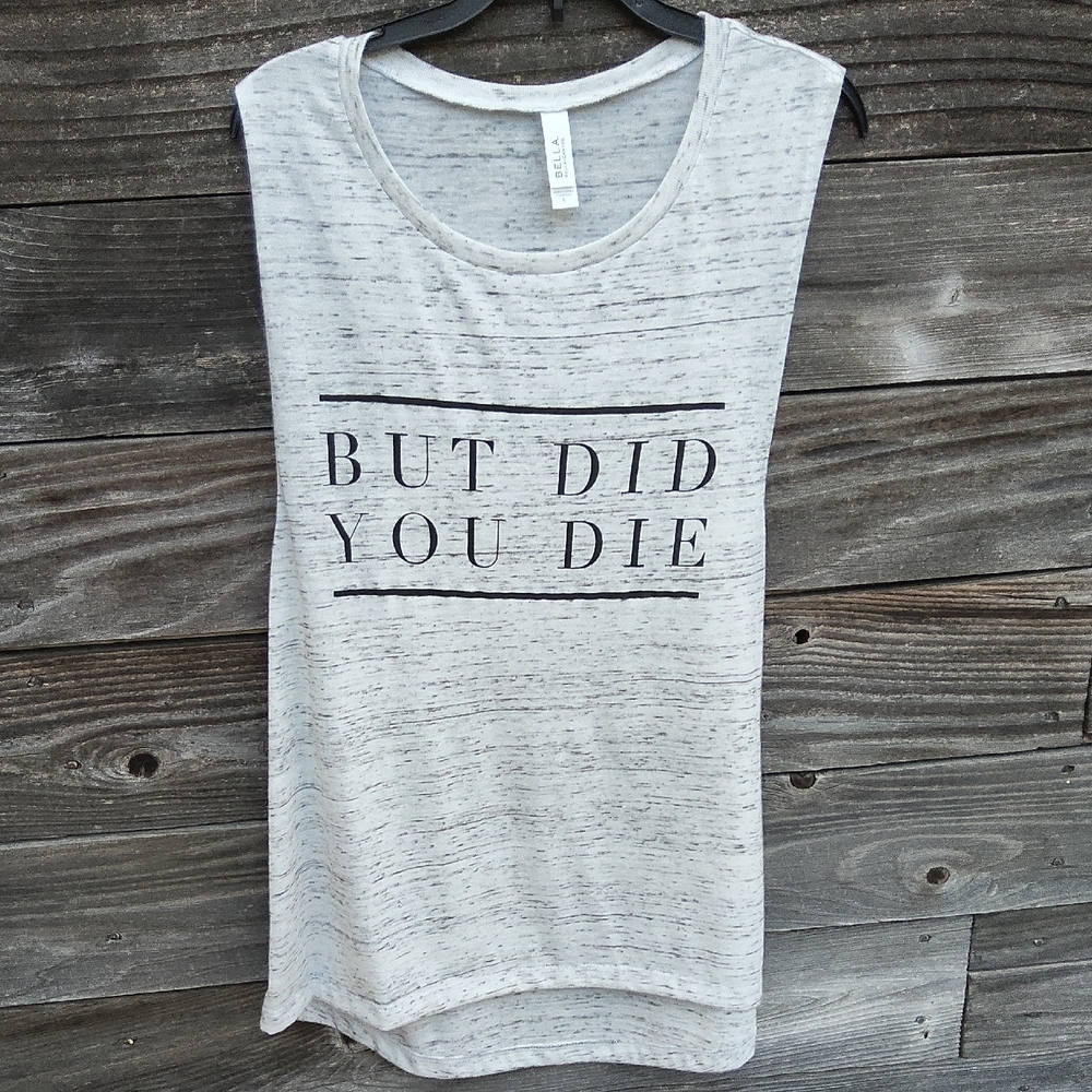 Bella Canvas White & Gray Graphic Sleeveless Tee Size Large